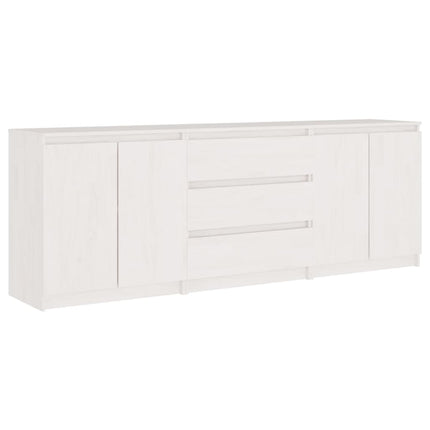 Credenza Bianca 180x36x65 cm in Legno Massello di Pino