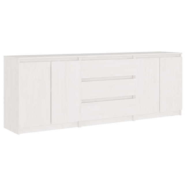 Credenza Bianca 180x36x65 cm in Legno Massello di Pino