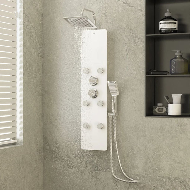 Pannello Doccia in Vetro 25x47,5x130 cm Bianco