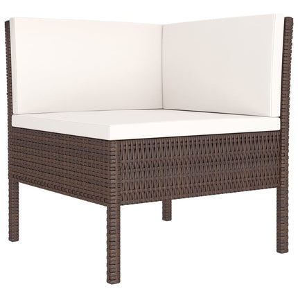 Set Divani da Giardino 11 pz con Cuscini in Polyrattan Marrone