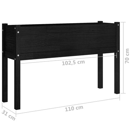 Fioriera da Giardino Nera 110x31x70 cm Legno Massello di Pino
