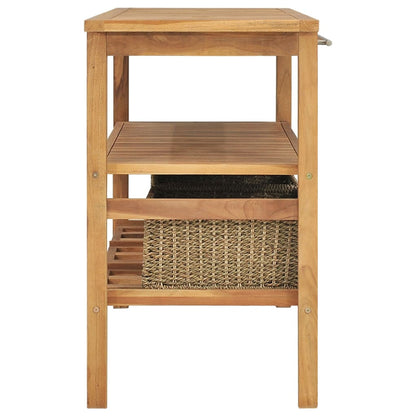 VanitÃ  da Bagno e 3 Cestini Legno Massello di Teak 132x45x75 cm