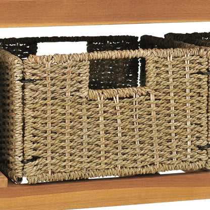 VanitÃ  da Bagno e 3 Cestini Legno Massello di Teak 132x45x75 cm