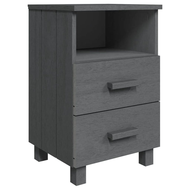 Comodino HAMAR Grigio Scuro 40x35x62 cm Legno Massello di Pino