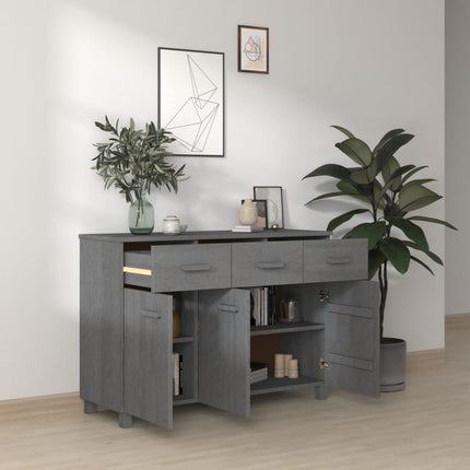 Credenza Grigio Scuro 113x40x80 cm in Legno Massello di Pino