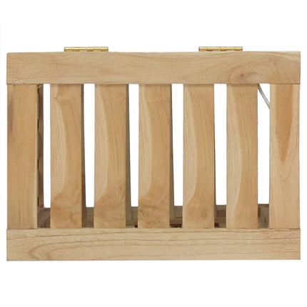 Cesto del Bucato 35x25x60 cm in Legno Massello di Teak