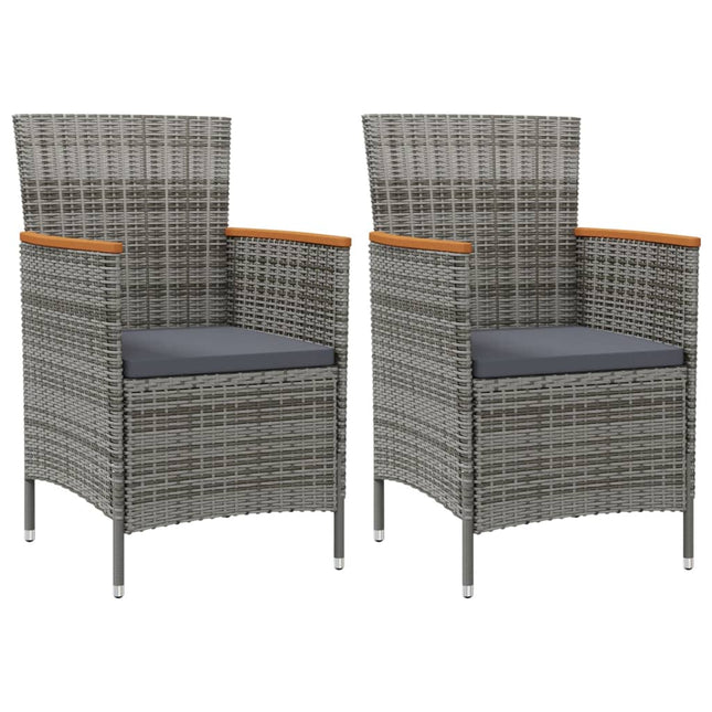 Set da Pranzo per Esterni 3 pz con Cuscini in Polyrattan Grigio