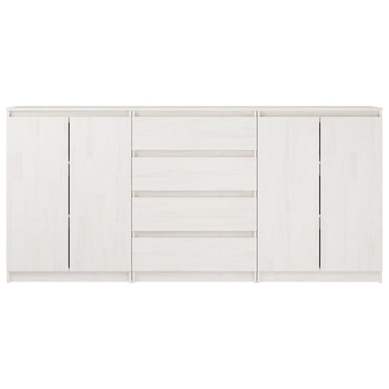 Credenze 3 pz in Legno Massello di Pino Bianco