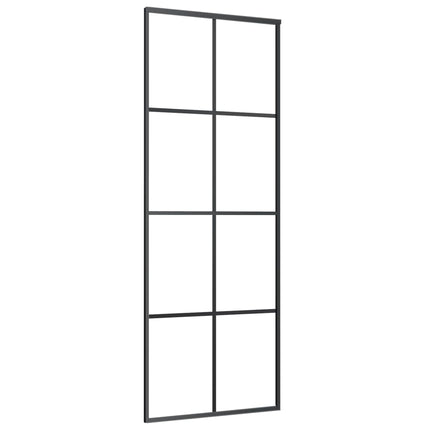 Porta Scorrevole Nera 76x205 cm in Vetro ESG e Alluminio