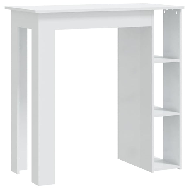 Tavolino da Bar con Ripiani Bianco Lucido 102x50x103,5 cm