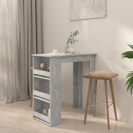 Tavolino da Bar con Portaoggetti Grigio Cemento 102x50x103,5 cm