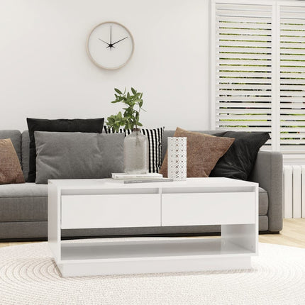 Tavolino da Salotto Bianco 102,5x55x44 cm in Truciolato