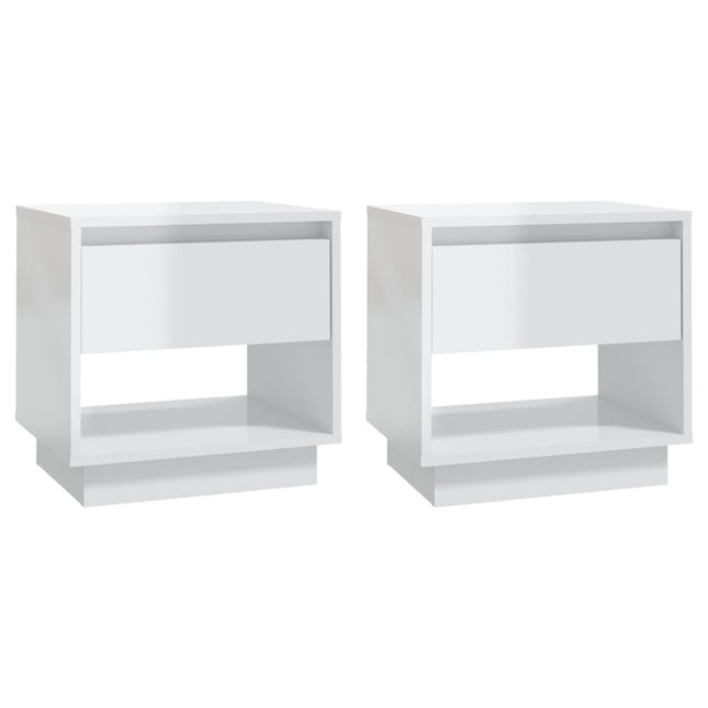 Comodini 2 pz Bianco Lucido 45x34x44 cm in Truciolato