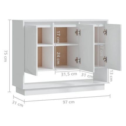 Credenza Bianca Lucida 97x31x75 cm in Truciolato