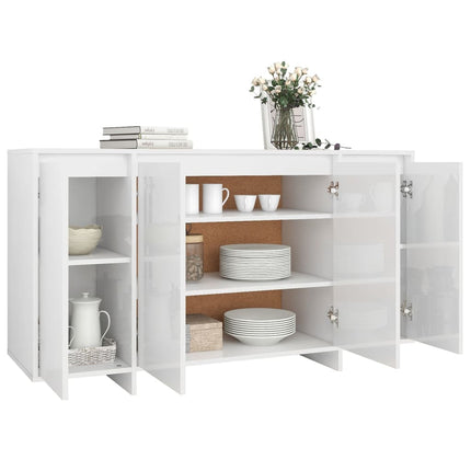 Credenza Bianco Lucido 135x41x75 cm in Truciolato