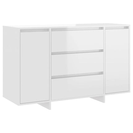 Credenza con 3 Cassetti Bianco Lucido 120x41x75cm in Truciolato