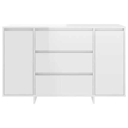 Credenza con 3 Cassetti Bianco Lucido 120x41x75cm in Truciolato