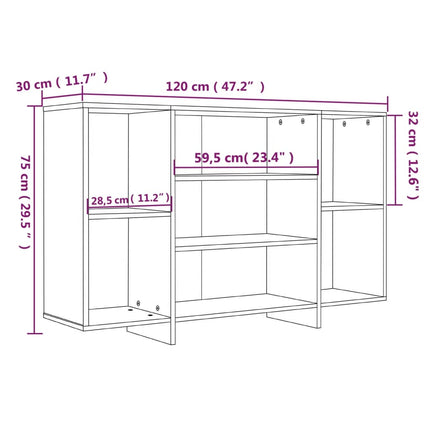 Credenza Grigio Cemento 120x30x75 cm in Truciolato