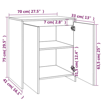 Credenza Bianca 70x41x75 cm in Legno Multistrato