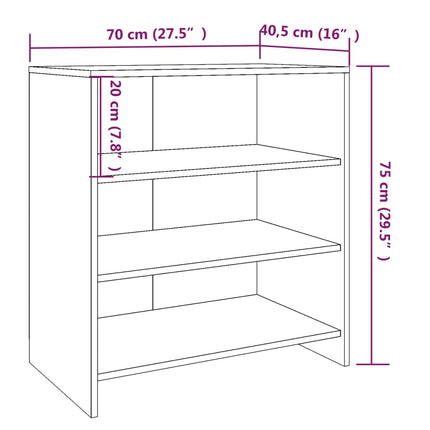 Credenza Bianco Lucido 70x40,5x75 cm in Truciolato