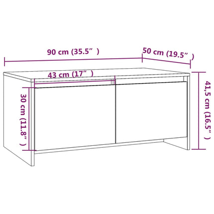 Tavolino da Salotto Nero 90x50x41,5 cm in Legno Multistrato