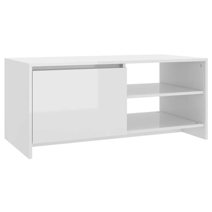 Tavolino Salotto Bianco Lucido 102x50x45cm in Legno Multistrato