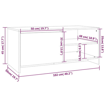 Tavolino Salotto Bianco Lucido 102x50x45cm in Legno Multistrato