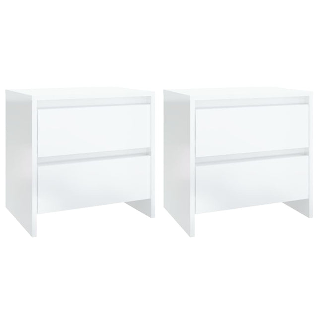 Comodini 2 pz Bianco Lucido 45x34,5x44,5 cm in Truciolato