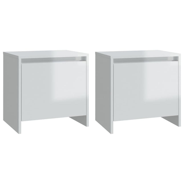 Comodini 2 pz Bianco Lucido 45x34x44,5 cm in Truciolato