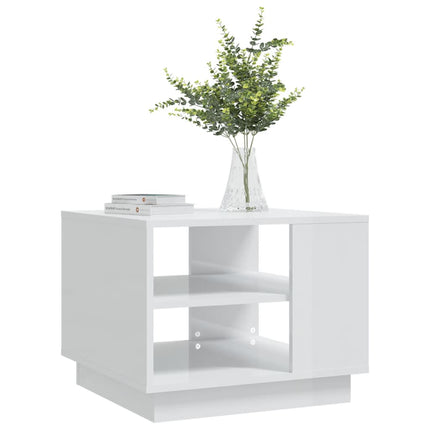 Tavolino da Salotto Bianco Lucido 55x55x43 cm in Truciolato