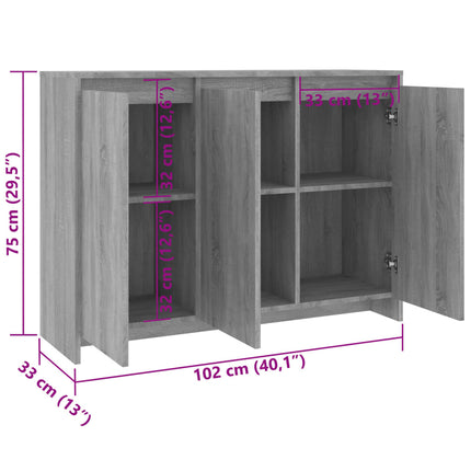 Credenza Grigio Sonoma 102x33x75 cm in Truciolato