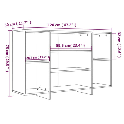 Credenza Grigio Sonoma 120x30x75 cm in Truciolato