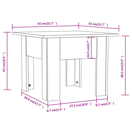 Tavolino da Salotto Rovere Fumo 55x55x42 cm in Truciolato
