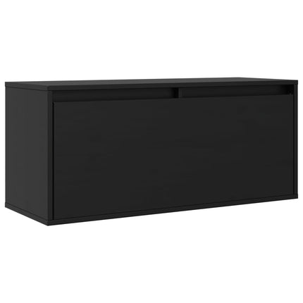 Pensile Nero 80x30x35 cm in Legno Massello di Pino