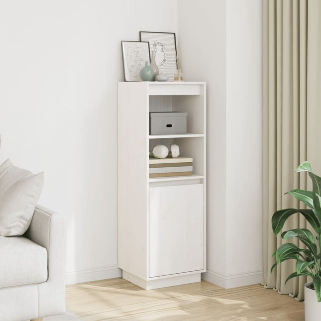 Credenza Bianca 37x34x110 cm in Legno Massello di Pino