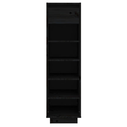 Scarpiera Nera 30x34x105 cm in Legno Massello di Pino