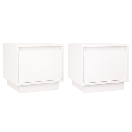 Comodini 2 pz Bianchi 35x34x32 cm in Legno Massello di Pino