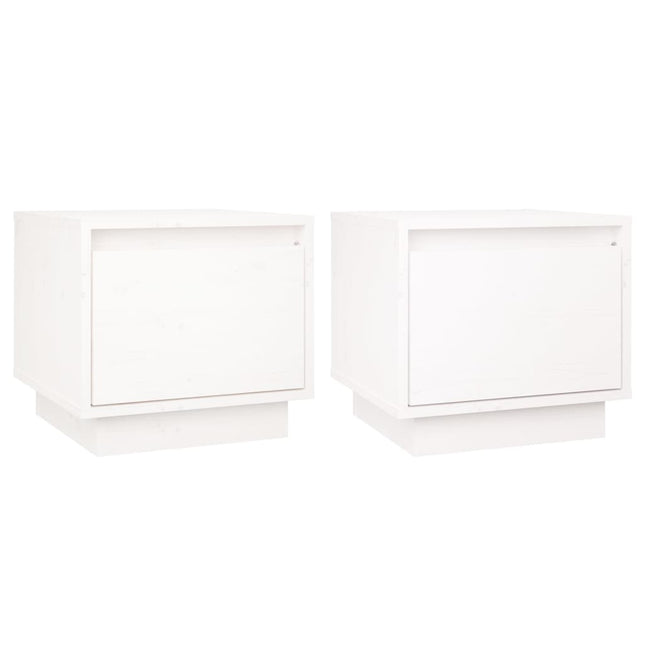 Comodini 2 pz Bianchi 35x34x32 cm in Legno Massello di Pino