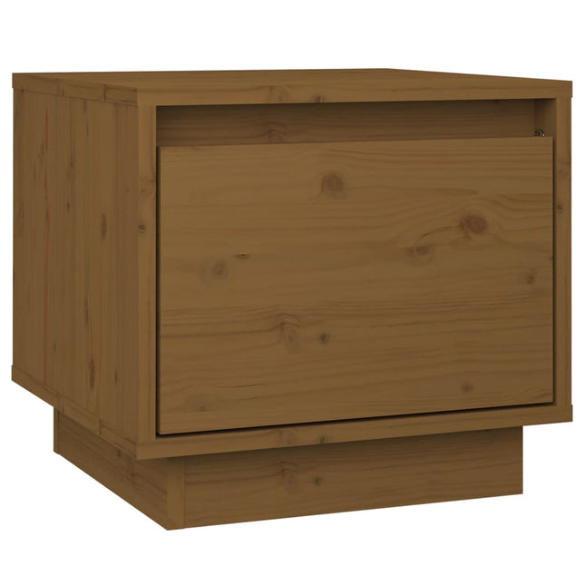 Comodino Marrone Ambrato 35x34x32 cm in Legno Massello di Pino