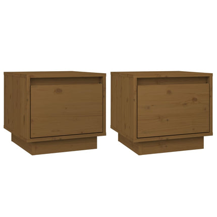 Comodini 2 pz Ambrati 35x34x32 cm in Legno Massello di Pino