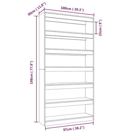 Libreria/Divisorio Bianco Lucido 100x30x198cm Legno Multistrato