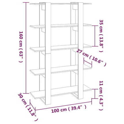 Libreria/Divisorio Grigio Sonoma 100x30x160 cm