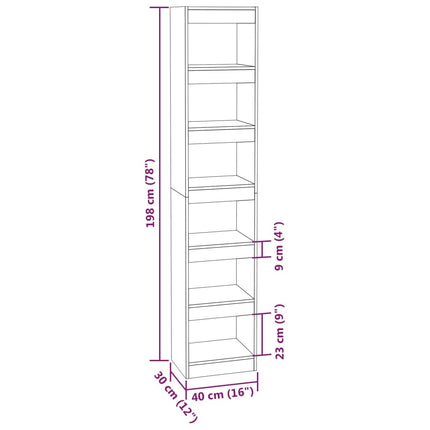 Libreria/Divisorio Rovere Fumo 40x30x198 cm