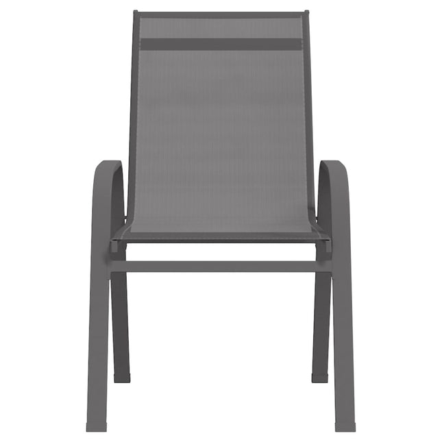 Sedie da Giardino Impilabili 4 pz in Tessuto Textilene Grigio