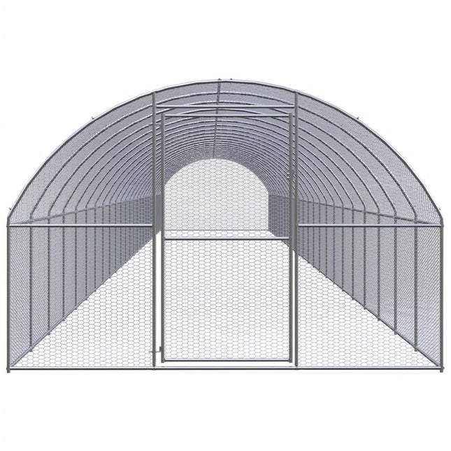 Pollaio per Esterni 3x24x2 m in Acciaio Zincato