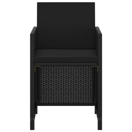 Set da Pranzo da Giardino 3 pz con Cuscini in Polyrattan Nero