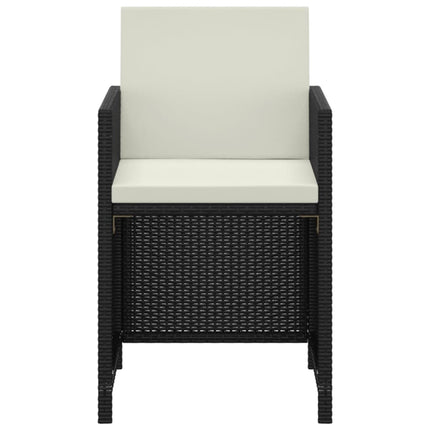 Set da Pranzo da Giardino 3 pz con Cuscini in Polyrattan Nero