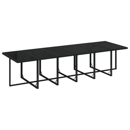 Set da Pranzo per Giardino 17 pz con Cuscini in Polyrattan Nero
