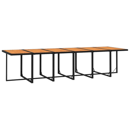 Set da Pranzo per Giardino 17 pz con Cuscini in Polyrattan Nero