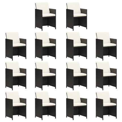 Set da Pranzo da Giardino 19 pz con Cuscini in Polyrattan Nero